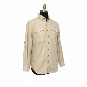 Vintage ExOfficio Adventure Travel Safari Shirt Khaki Gorpcore Dadcore Fishing L